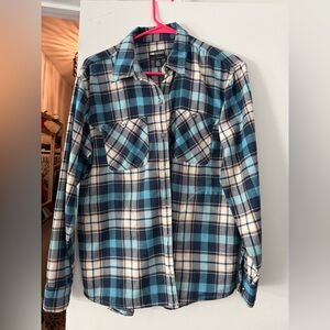 Outdoor Research Teal and Cream Plaid flannel